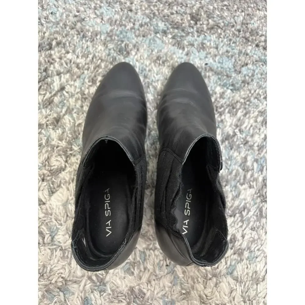 Via Spiga Boots Womens 9.5 Pull On Chelsea Wedge Leather Staple Quiet Luxury
